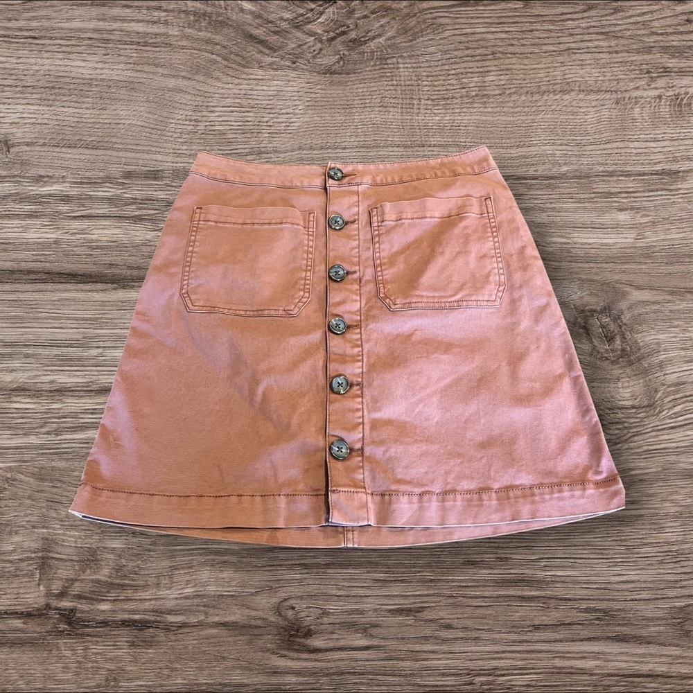 Kensie Jeans Brick Orange Button Front Mini Skirt Size 6/28